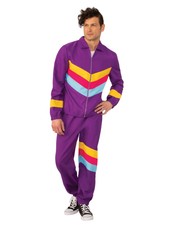 Forum 80's Shell Suit Tracksuit Mens Fancy Dress Costume New