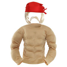 80'S WRESTLER HOGAN FANCY DRESS ACCESSORY SET 1980'S HOGAN WIG MOUSTACHE BANDANA