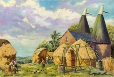 Oast Houses Northiam East Sussex Deirdre Henty Creer Oil Painting