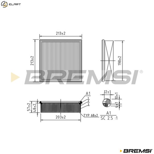 Air filter fa1641 for - for, barkas