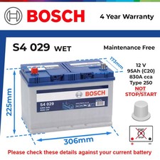 Battery fits DODGE NITRO RAM 8.3 2.8D 5.9D 96 to 12 Bosch 250 830A 95Ah Quality