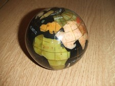 MULTI GEMSTONE BLACK ONYX WORLD GLOBE.   DESK TOP OR PAPERWEIGHT