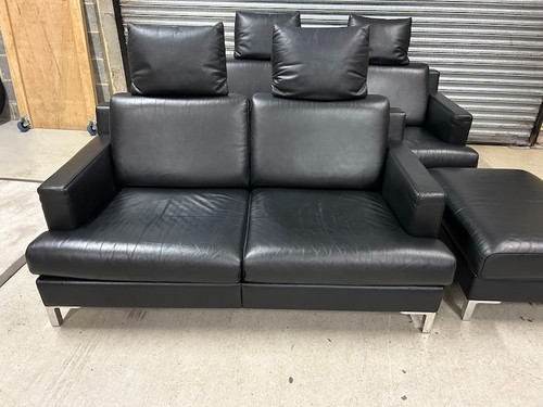 Large black leather desede - leather,