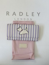 ‘Radley Cabana’ Purple and White Striped Bifold Matinee Leather Purse - BNWT