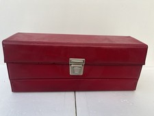 Retro Cassette Holder Red Storage Case Box 15 Tape Vintage Leather Effect Vinyl