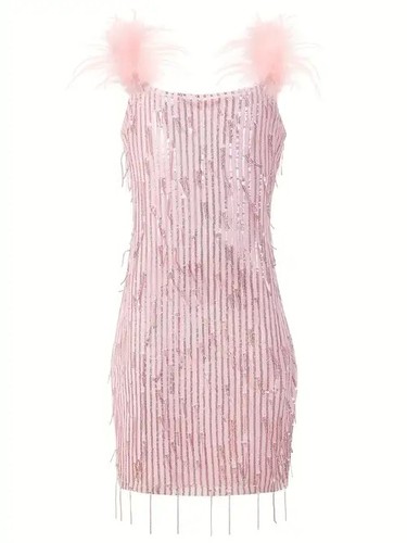 Sequin fringe feather strap - feather,