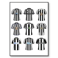 Newcastle United Poster, Newcastle Football Shirt, Classic Home Kit, A4 Print