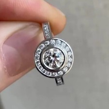 2.30 Ct Round Cut Diamond Cluster Halo Engagement Ring 14K White Gold Finish