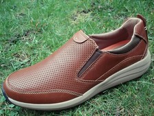 Clarks WAVE WALK Un Coast Step Dark Tan Leather Shoe Men WIDE-FIT UK-7 H EU-41 W