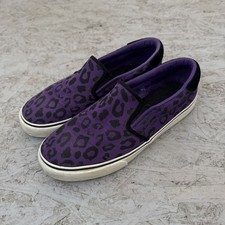 FALLEN Skate Shoes Slip On Purple Leopard Print UK 8.5 Rare Skateboarding
