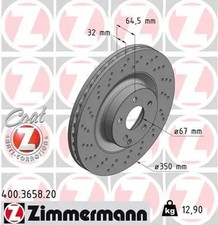 2x Brake disc internally vented 400.3658.20 ZIMMERMANN for MERCEDES-BENZ S-CLASS