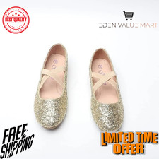 Girls Mary Jane Glitter Flats