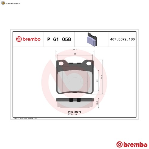 Brake pad set disc - p, 61