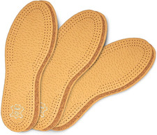 3 Pair Pack Shoe Insoles Made of Vegetable Tanned Sheepskin Leather and Natural 