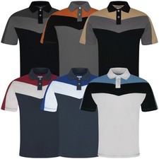 Mens Short Sleeve Polo Shirts Pique Casual Work Regular Fit Stripe Premium Top