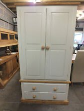 SOMERSET PAINTED 2 DOOR + 2 DRAWER WARDROBE HAND MADE SOLID PINE F&B PALE POWDER