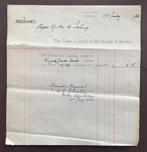 1932 town council receipt - town, –
