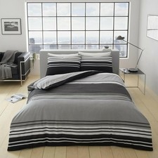 Duvet Set Bedding Stripe Quilt Cover Pillow Cases Black White Grey Mono Print