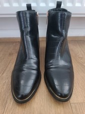 SCHUH Vegan Friendly Black Mock Croc Ankle Boots - UK 6 (VGC)
