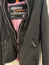 Superdry Professional Windcheater Jacket Black Ladies Small Excellent Condition