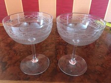 2 Antique Edwardian Etched