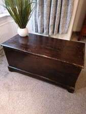 Antique Victorian Pine Storage Chest Box / Trunk
