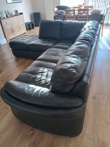Black leather corner - black,