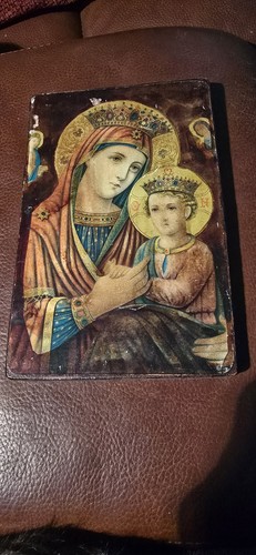 Vintage madonna child icon - &,