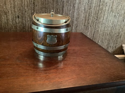 Wooden biscuit barrel with - wooden,