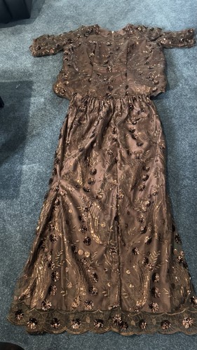 Brown floral embroidered - embroidered, lace
