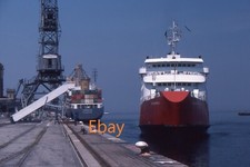 35mm Slide - Ferry Free Enterprise & Container Ship Canopus At Cherbourg, 1984