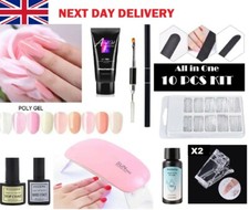 Poly gel Nail Kit DIY 10 PCS SET Poly Builder Acrylic Art UV Lamp Glue Extension