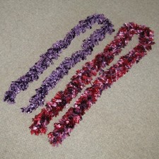 Purple velvet/velour look loop purple pink red feather yarn scarf 2 soft scarves