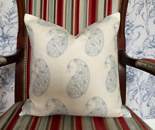 Peony & Sage *KASHMIR* Linen Cushion Cover Gustavian Blue Size 40cm (16") 