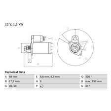 Bosch Starter Motor fits Fiat