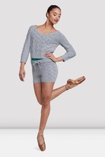 Bloch Dance Ladies 3/4 Sleeve Crop Sweater Warm Up Top Z5206 Grey Small UK 8