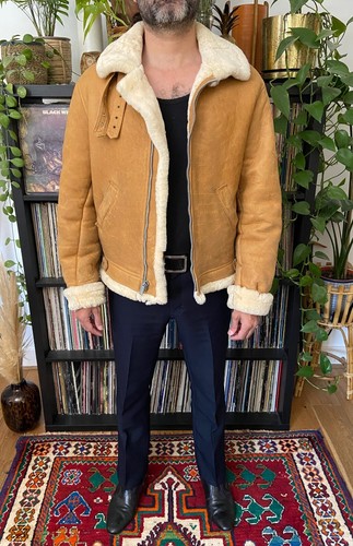 Vintage tan sheepskin bomber - sheepskin,