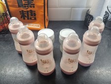 MAM Pink Bottles 260ml Pack of 6 with Teats