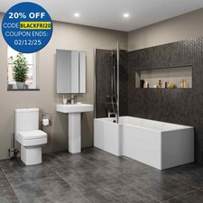 LH Bath L Shaped Screen Panel Square Toilet Pedestal Basin Sink Bathroom Suite