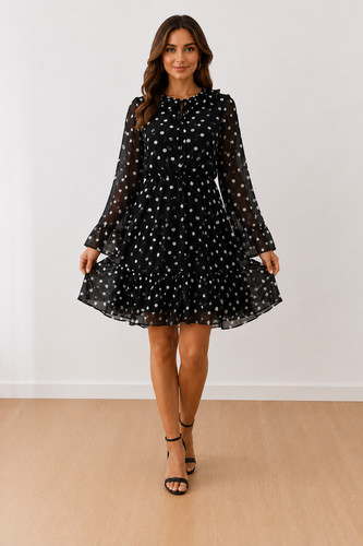 Women short black - polka, dot