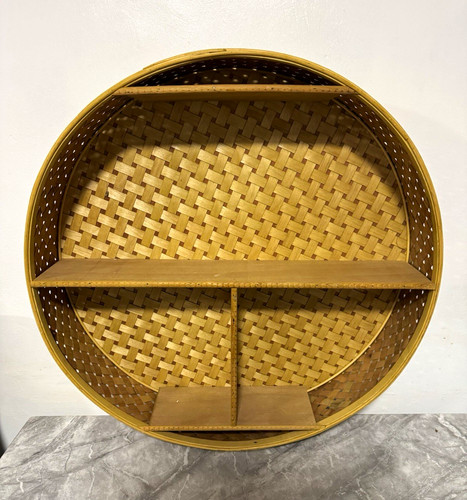 Wicker woven display shelf - wicker,