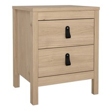 Modern 2-Drawer Bedside Table with Easy-Glide Runners - White, Black, Hickory