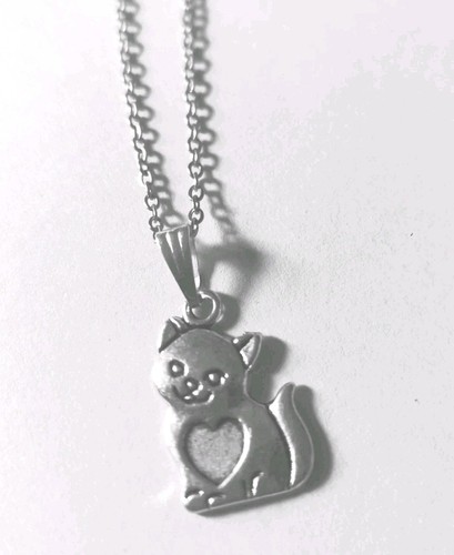 Silver cat kitten with heart - with,