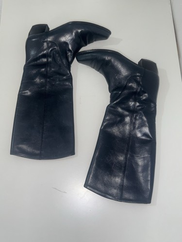 Navy leather knee high - , boots