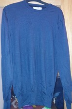 Hardy Amies Men's Navy 100% Extra Fine Merino Wool Size L