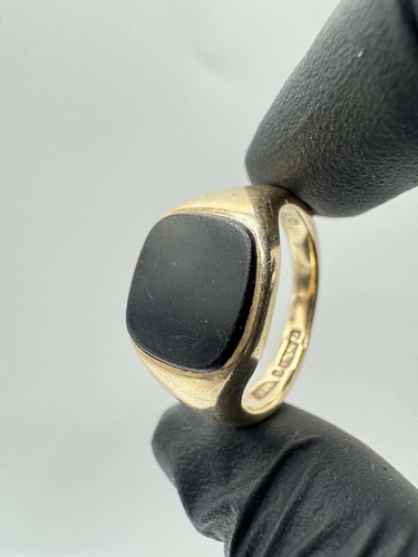 9ct squared onyx - signet, ring