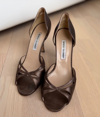 Manolo blahnik brown metallic - manolo,