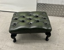 Green Leather Chesterfield Footstool