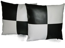 2 Black & White Check Faux