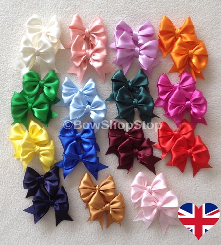 Pair satin ribbon hair - pair, bow